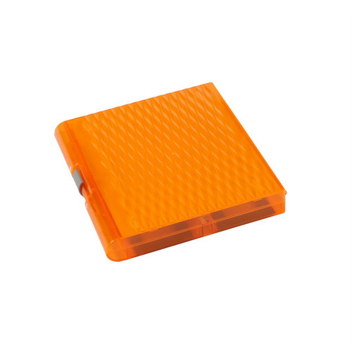 Orange ABS/Polypropylene Translucent Microscope Slide Box with Foam Padding, Sliding Lock & Stacking Feet